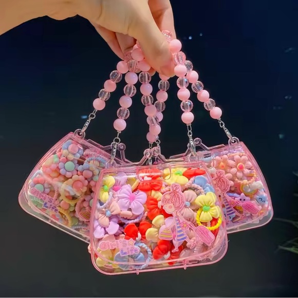 Other - Mini Pink Sparkle handbag with Hair Accessories Set